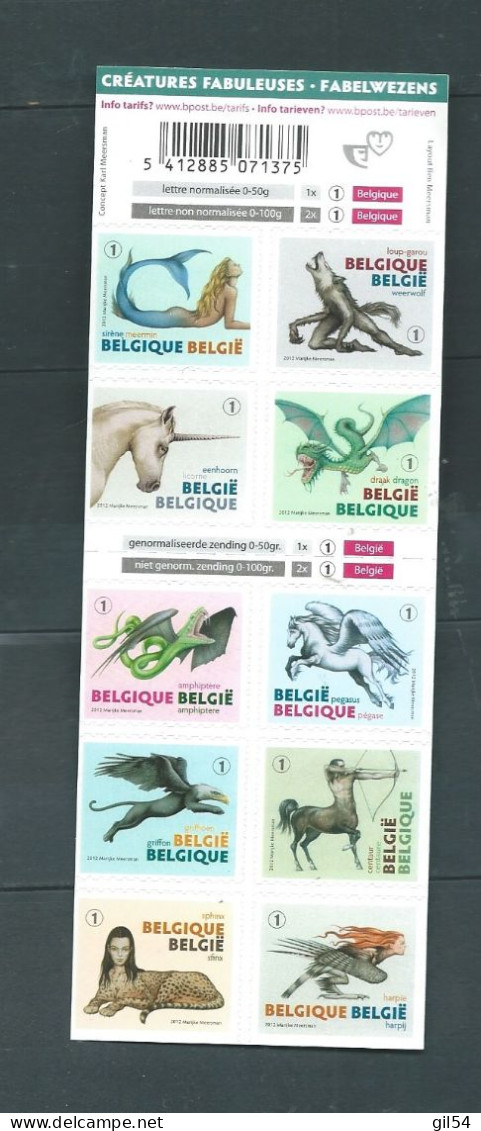 BELGIQUE - CARNETS N° 125 Creatures Fabuleuses Année 2012 Neuf XX Non Plié  Pb21006 - Ohne Zuordnung