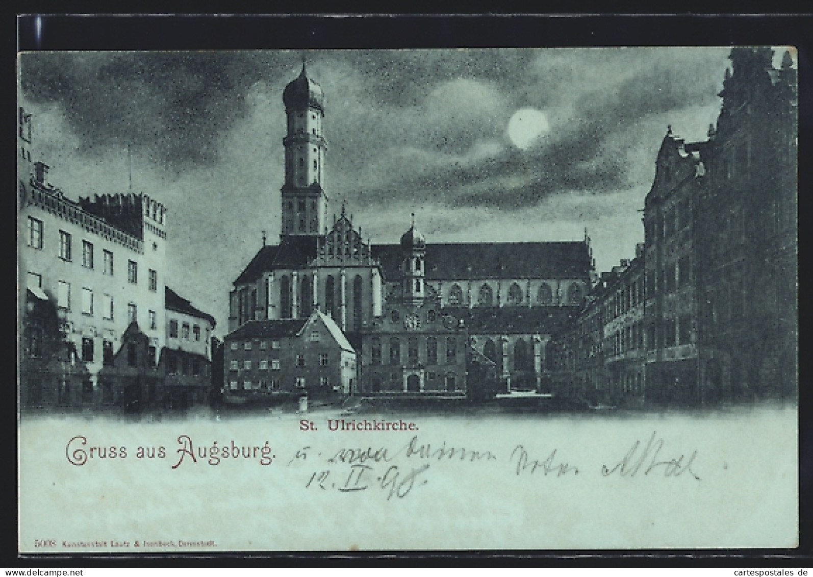 Mondschein-AK Augsburg, An Der St. Ulrichskirche  - Augsburg