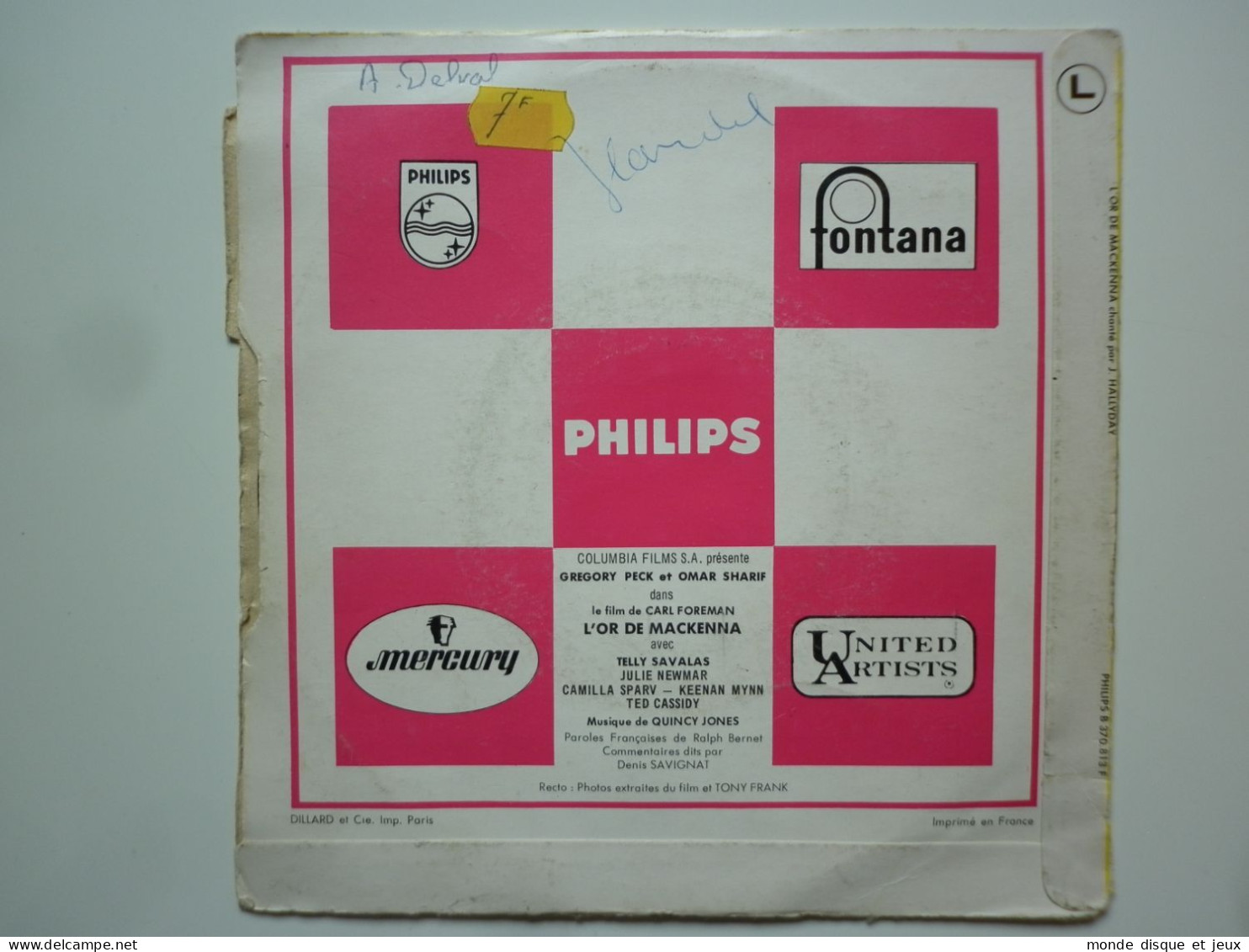 Johnny Hallyday 45Tours SP Vinyle L'or De Mackenna Disque Label Vert Papier - Sonstige - Franz. Chansons
