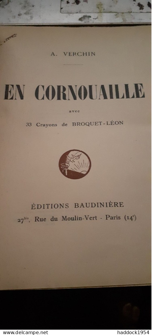 En Cornouaille A.VERCHIN éditions Baudiniere 1930 - Other & Unclassified
