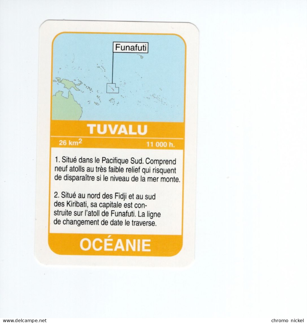 Chromo/carte Plastifiée Moderne TUVALU Funafuti Oceanie Oceania Drapeau Flag Plan Map 90 X 58 Mm Neuve TB - Autres & Non Classés