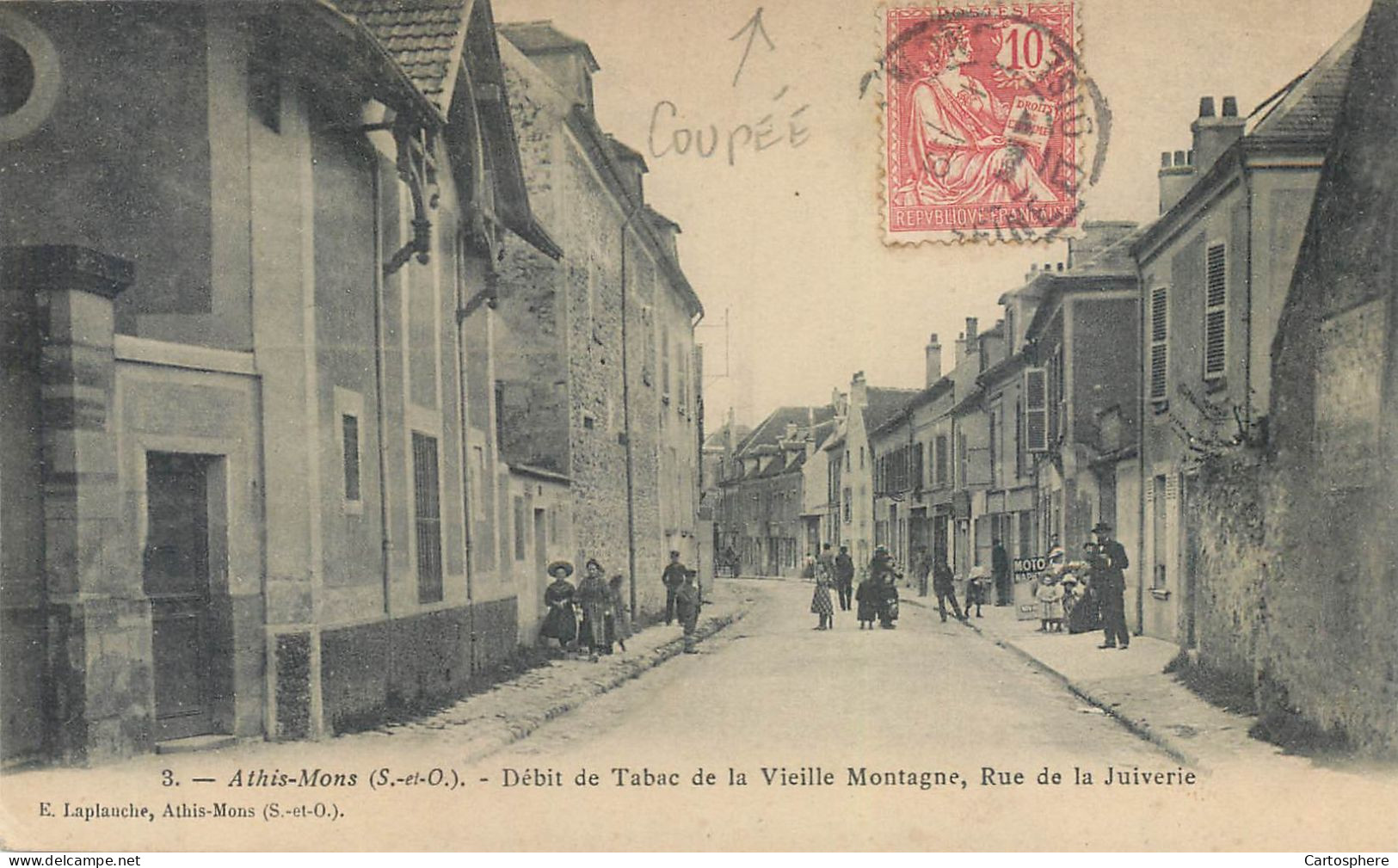 CPA 91 Essonne > Athis Mons Débit De Tabac De La Vieille Montagne Rue De La Juiverie - Coupée Cf Dos Scan - Athis Mons