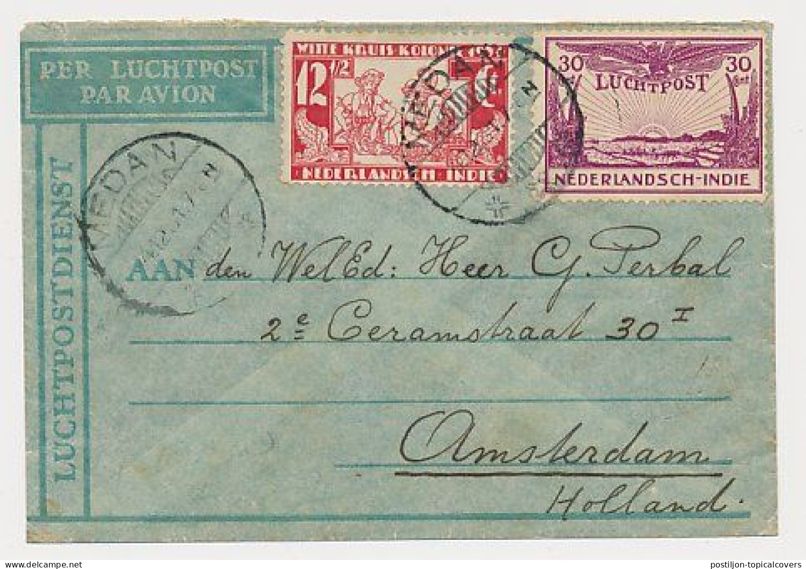 Dutch Crash Mail Ooievaar  - Medan Netherlands Indies - Bangkok Siam Thailand Amsterdam 1931 - Nierinck 311206 - Indes Néerlandaises
