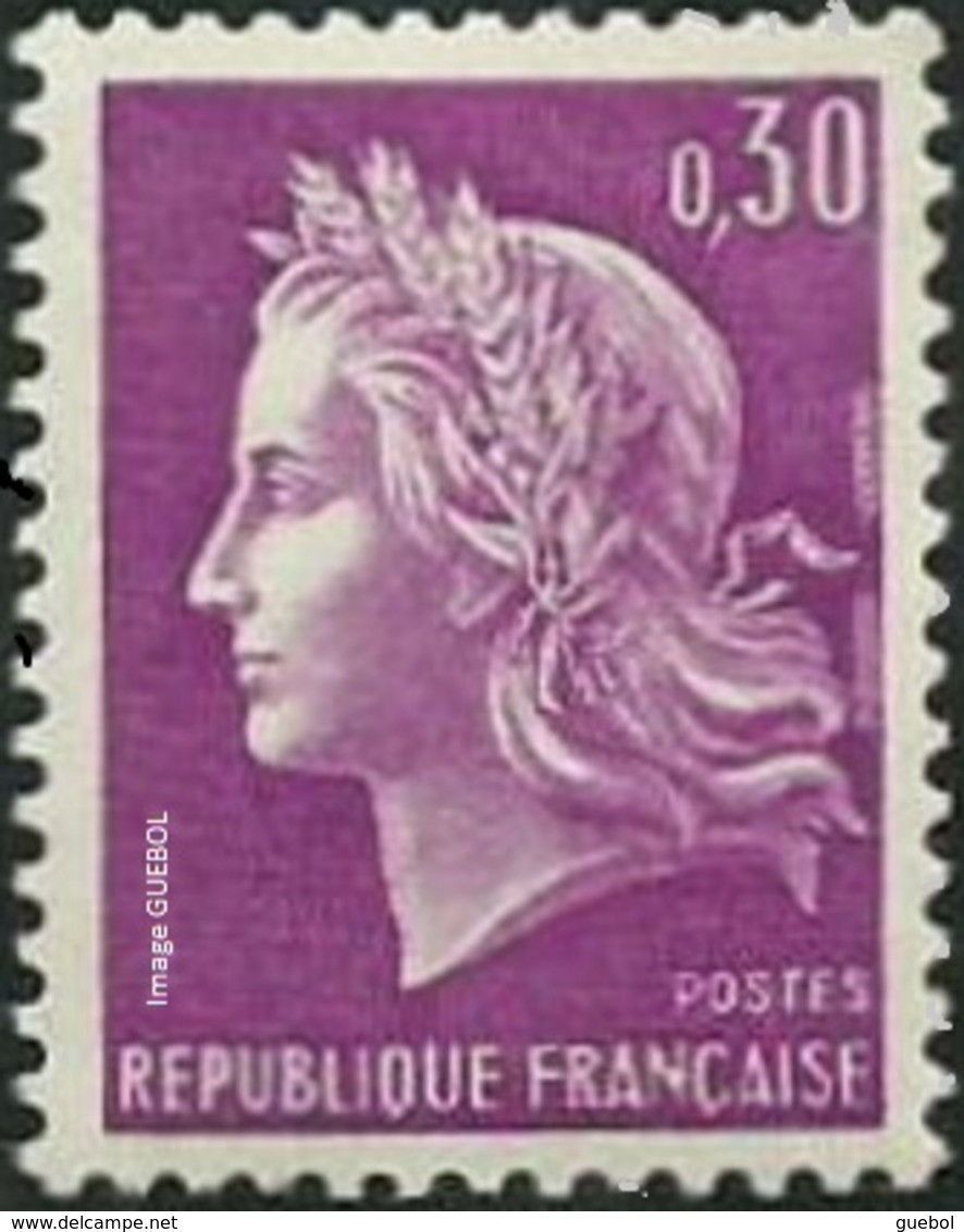 France Marianne De Cheffer N° 1536 ** La République Le 0f30 Lilas Gravé - 1967-1970 Marianne De Cheffer