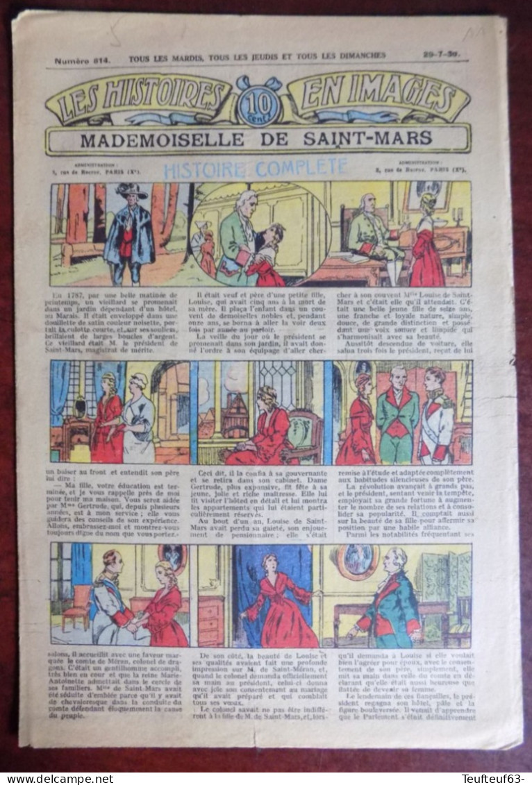 Les Histoires En Images N° 814 " Mademoiselle De Saint-Mars " - De Nauzeroy - Autres & Non Classés
