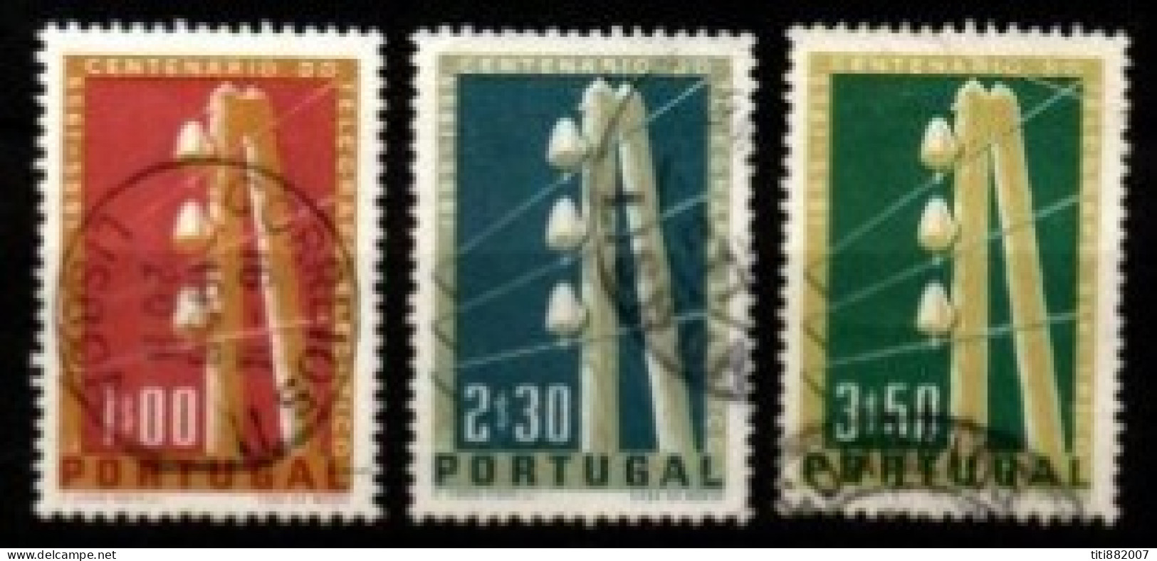 PORTUGAL  -   1955.  Y&T N° 826 à 828 Oblitérés.  Télégraphe. Série Complète. - Oblitérés