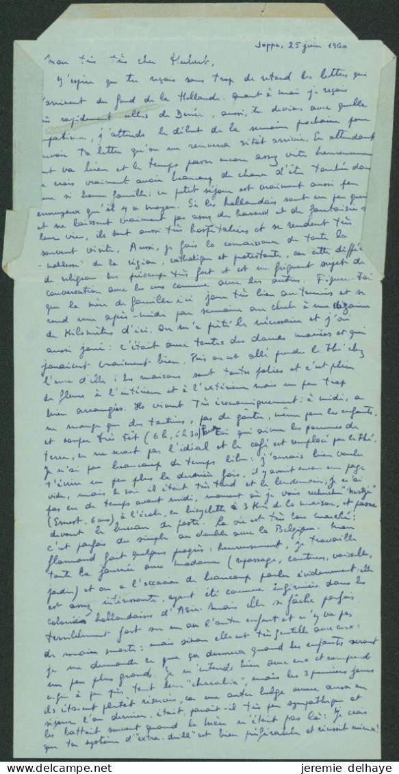 Aérogramme Hollandais 30C Expédié De Joppe (1960, Origine Namur) > Lieutenant à Usumbura (Ruanda-Urundi) - Lettres & Documents