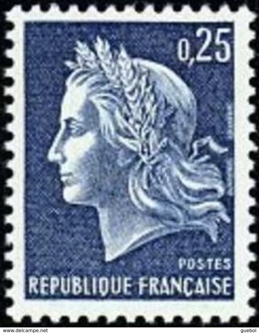 France Marianne De Cheffer N° 1535 ** La République Le 0f25 Bleu Gravé - 1967-1970 Marianne Of Cheffer