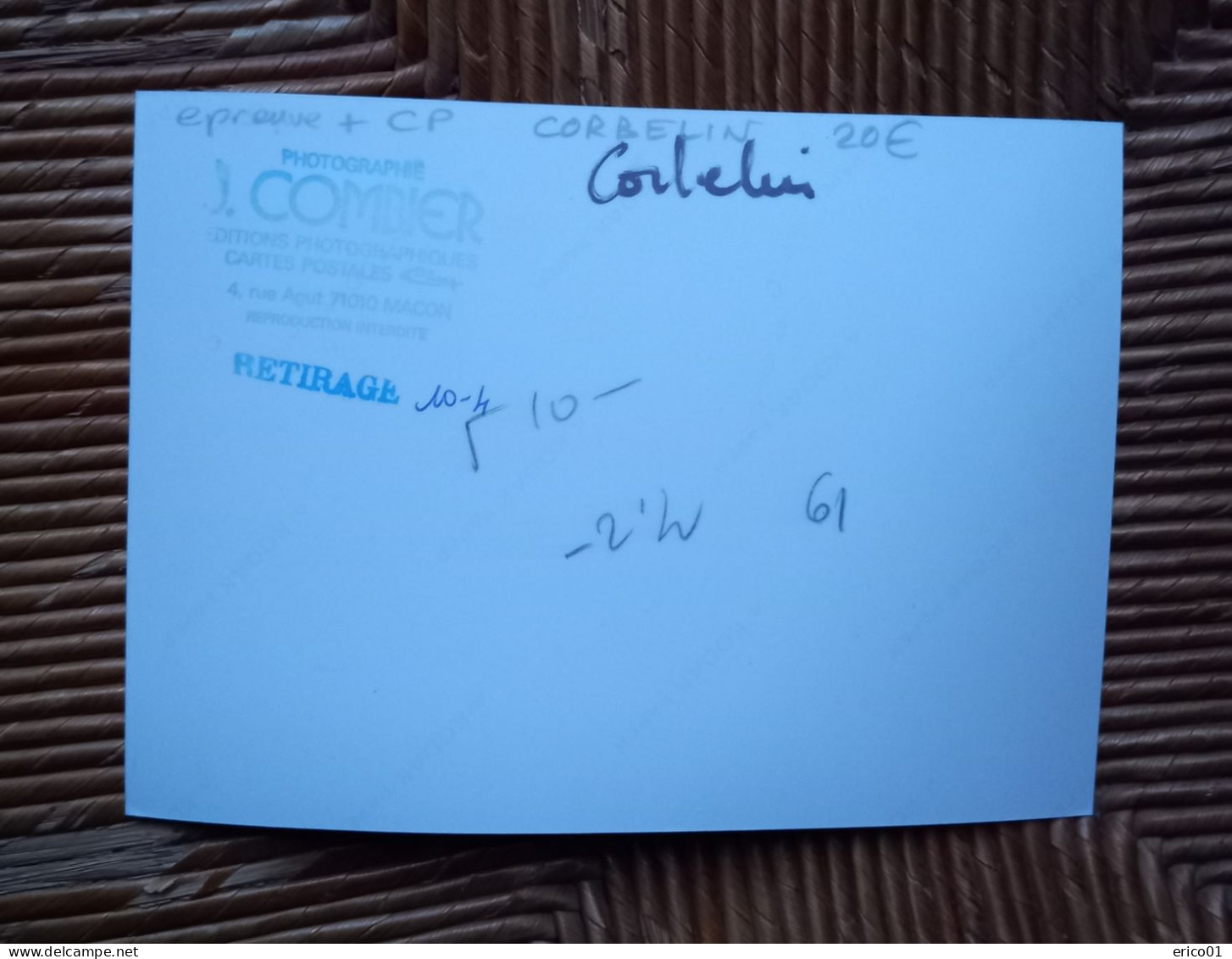 Epreuve De Tirage De Cartes Postales De Combier Pour Le Cliché De Corbelin - Les Combes. Format 16,5x12 Cm - Corbelin