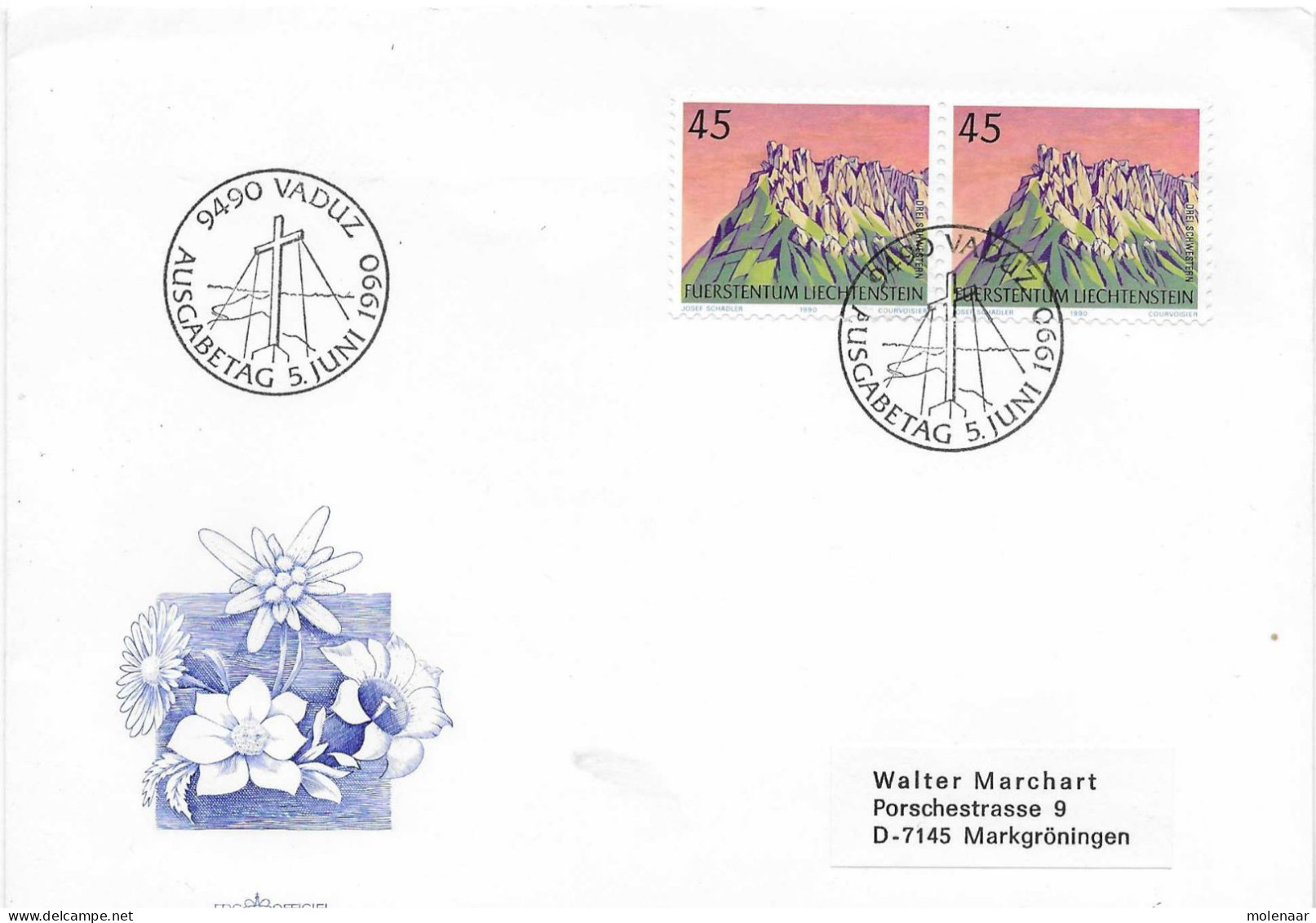 Postzegels > Europa > Liechtenstein > 1981-90 > Brief Met 2x No. 998 (17588) - Briefe U. Dokumente