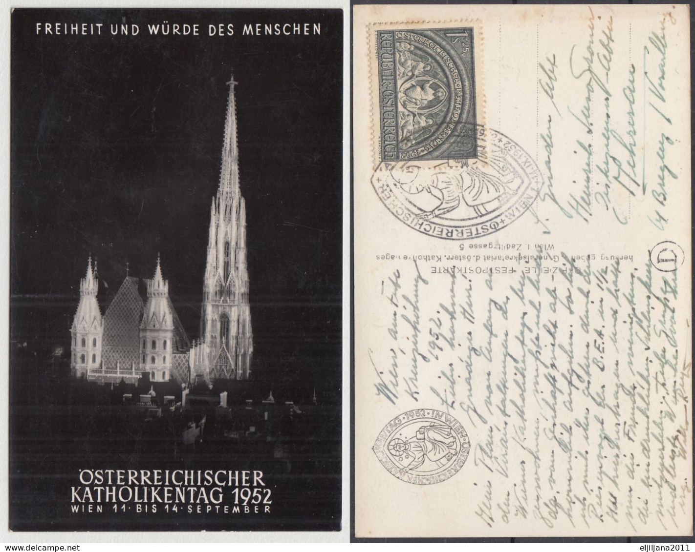 Austria 1952 ⁕ Österreichischer Katholikentag Offizielle Festpostkarte Wien 1952 Murau Österreich Stephansdom Stefansdom - Kirchen