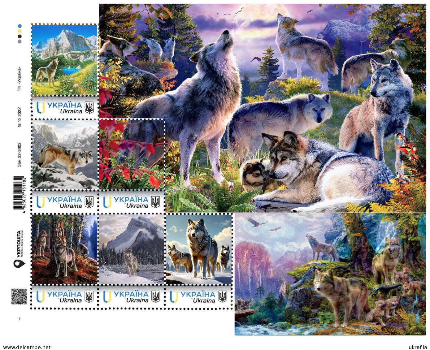 Ukraine 2024, Fauna, Wolves, Art, Sheetlet Of 6v - Oekraïne