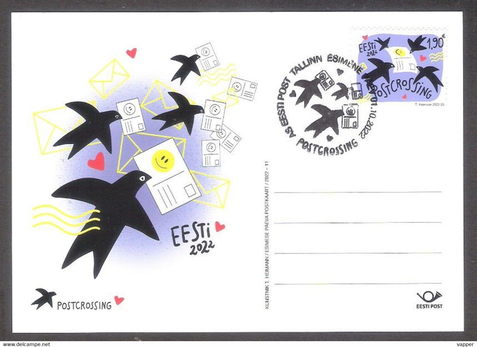 Postcrossing, Birds  2022 Estonia  Stamp Maxicard Mi 1057 - Estonie