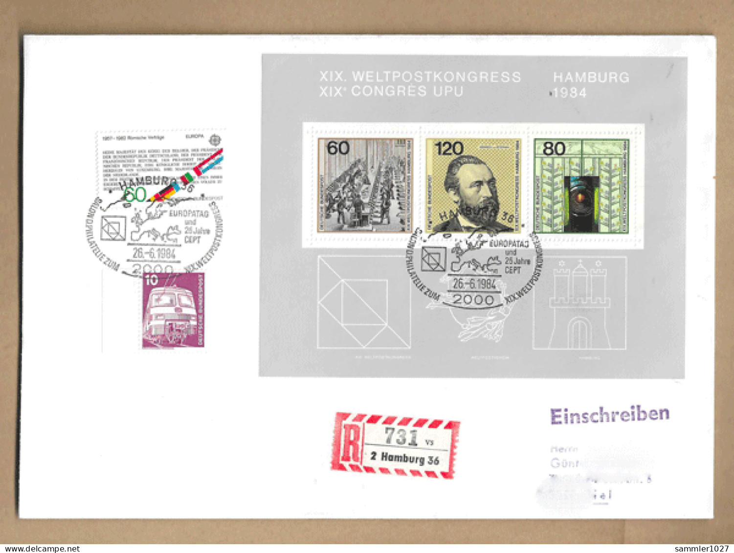 Los Vom 17.05 -  Einschreiben-Briefumschlag Aus Hamburg 1984 - Lettres & Documents
