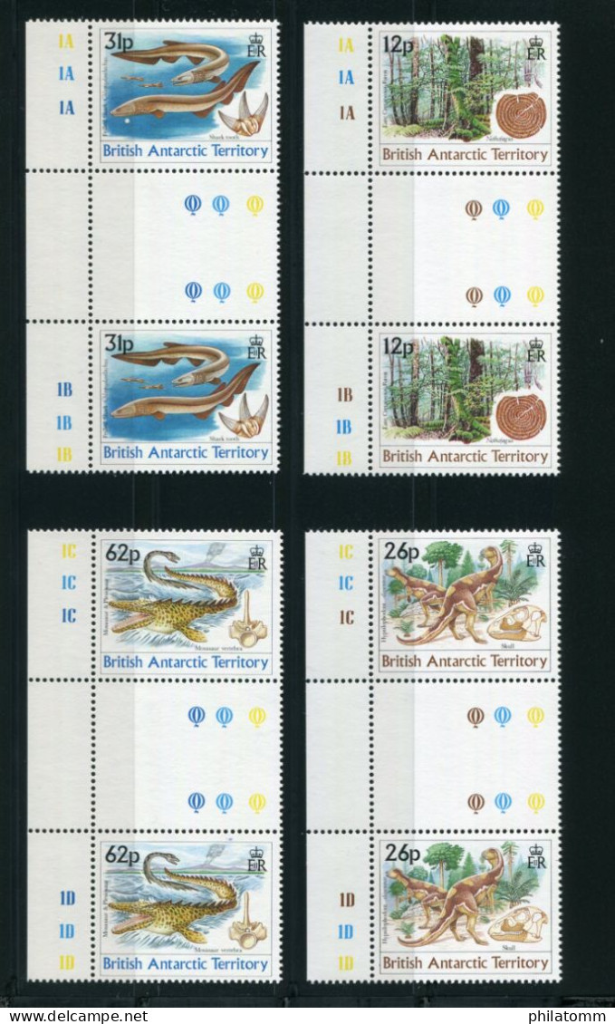 British Antarctic Territory - Mi.Nr. 173 / 173 Zwischensteg / Gutter-Pair - "Natur Im Mesozoikum" ** / MNH (Jahr 1991) - Unused Stamps