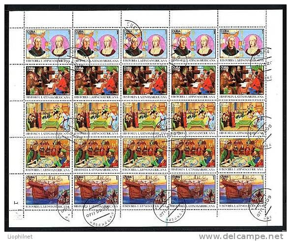 WHOLESALE / EN GROS, CUBA 1992, VOILIERS, Etc. 500 ANS DECOUVERTE AMERIQUE, 20 Valeurs X 5 Exemplaires, Oblitérés. R526. - Ships