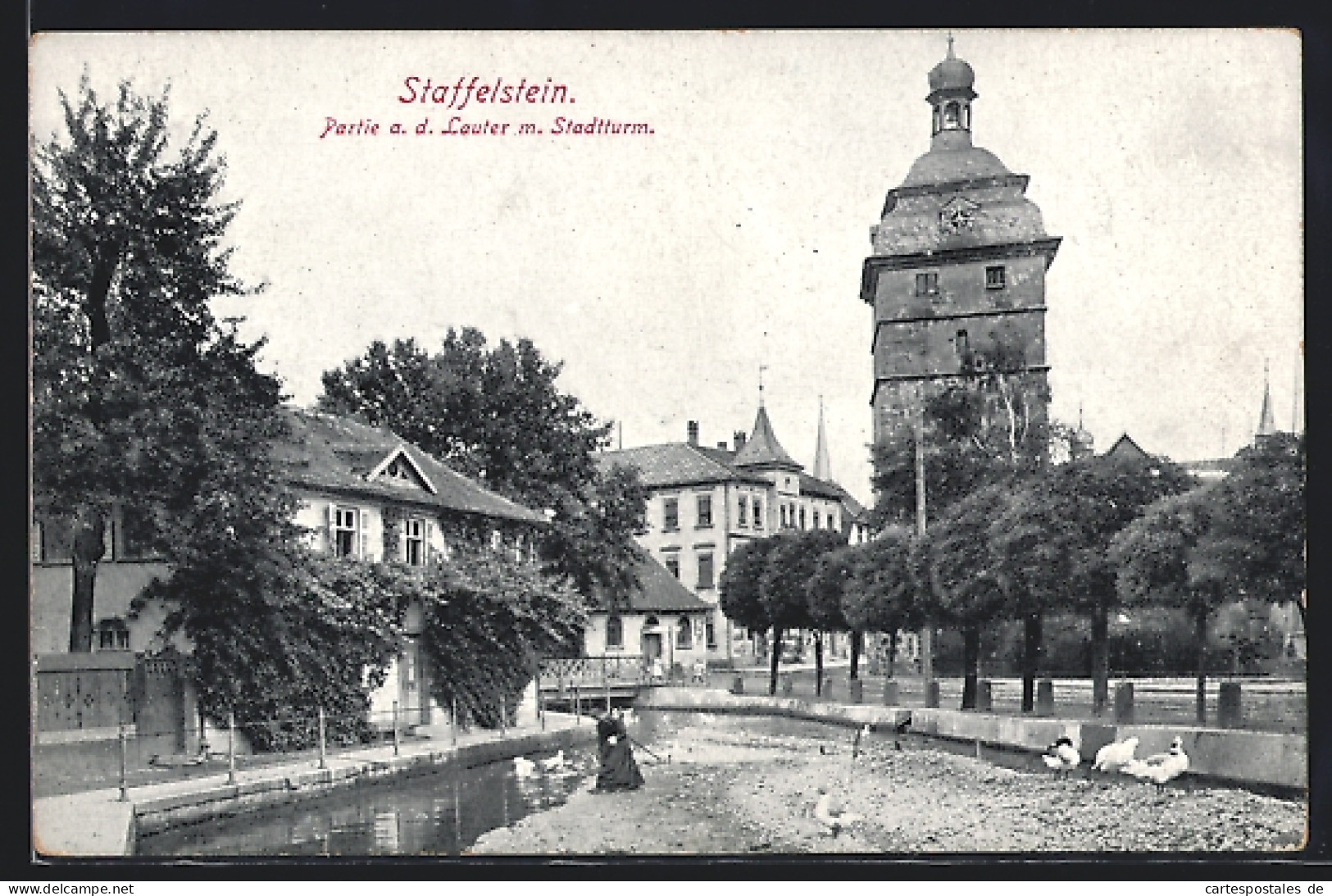 AK Staffelstein / Mainthal, Partie An Der Lauter Mit Stadtturm  - Staffelstein