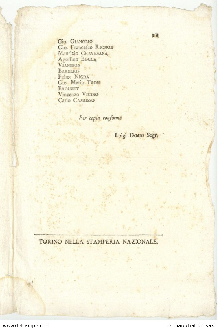 Governo Provvisorio Della Nazione Piemontese Torino Turin Piemont 3 Pp 1799 - Décrets & Lois