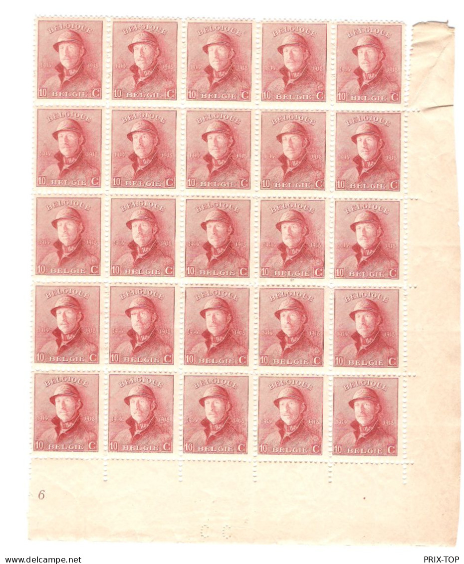 TP 168 Albert Casqué 25 Ex Planche 6 - Unused Stamps