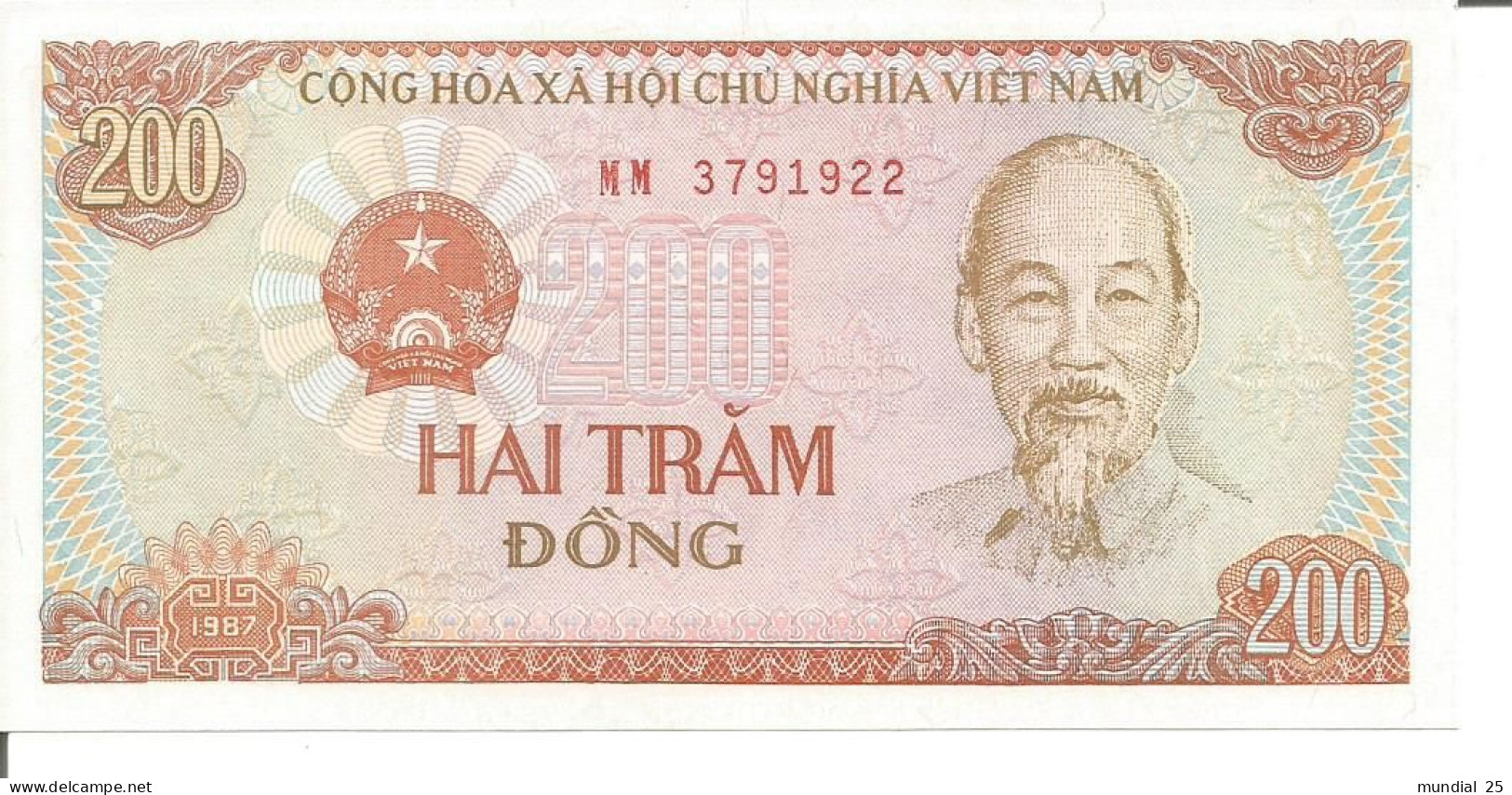 3 VIETNAM NOTES 200 DONG 1987 - Vietnam