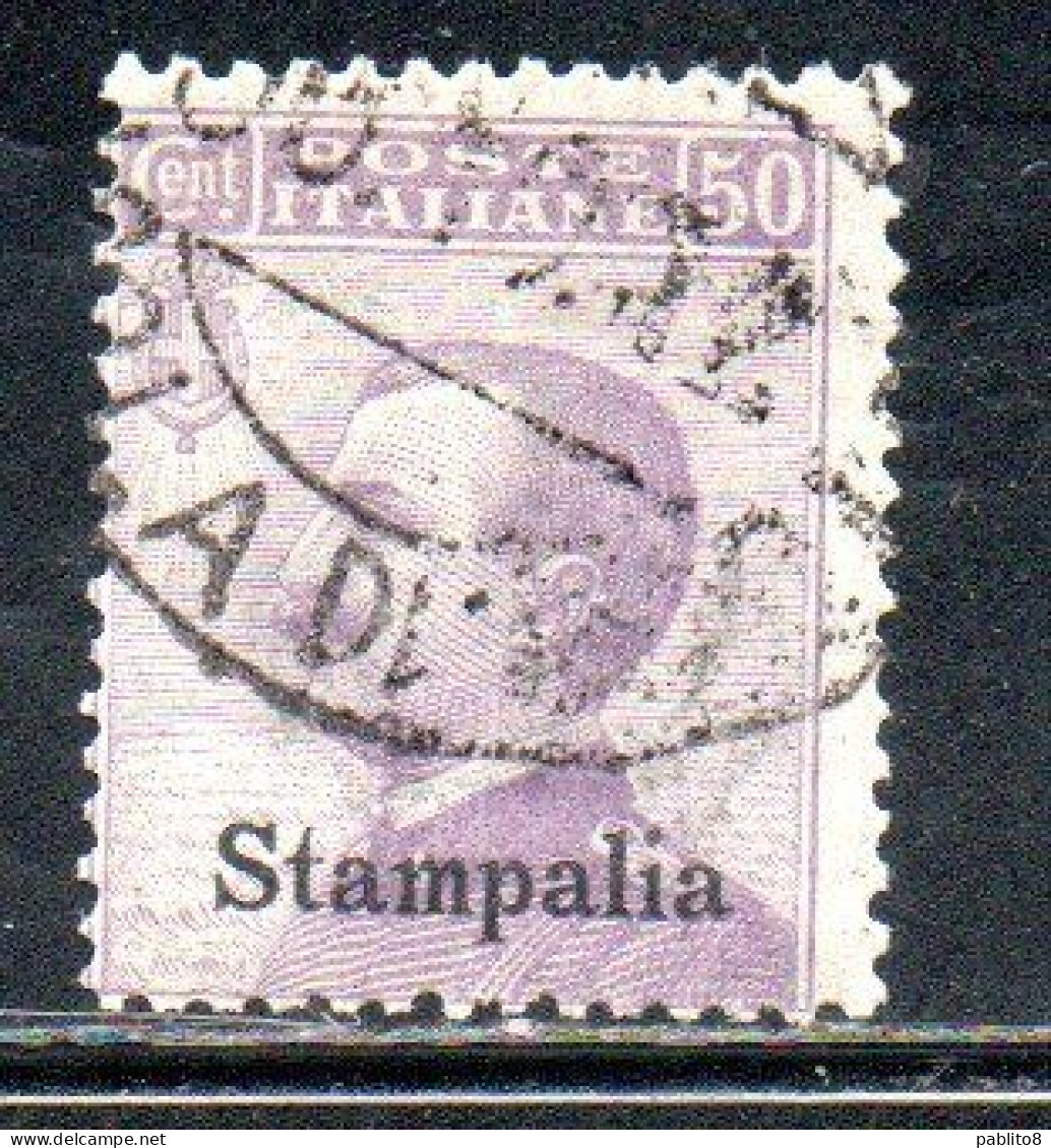 COLONIE ITALIANE EGEO 1912 STAMPALIA SOPRASTAMPATO D'ITALIA ITALY OVERPRINTED CENT. 50c USATO USED OBLITERE' - Ägäis (Stampalia)