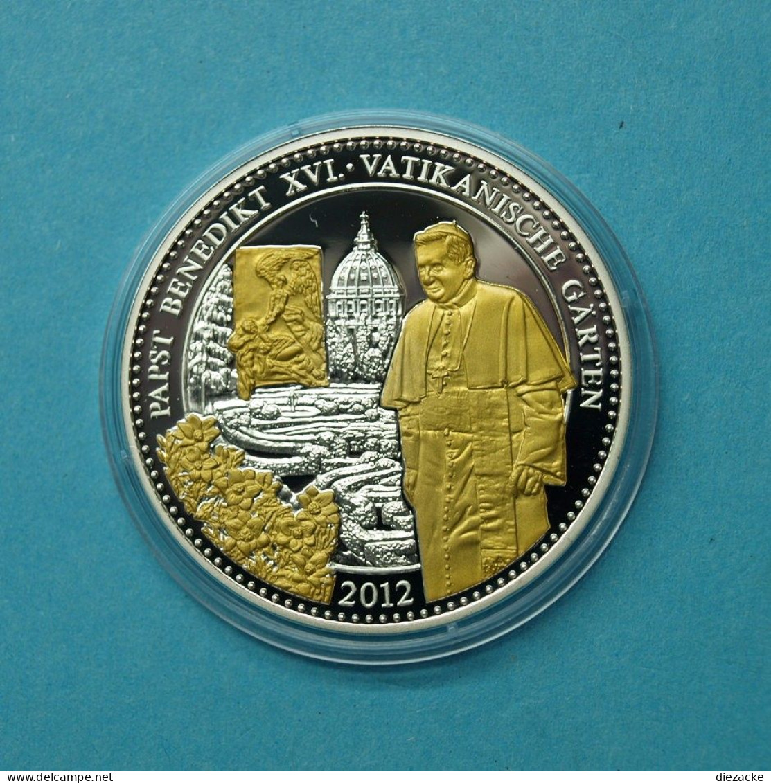 2012 Medaille Papst Benedikt XVI. Vatikanische Gärten, Teilvergoldet PP (MZ1216 - Unclassified
