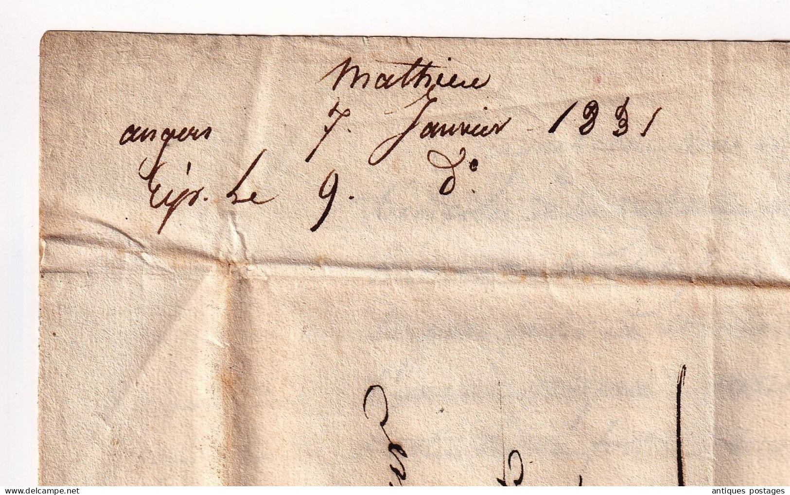 Lettre avec belle correspondance 1832 Angers Maine et Loire pour Nantes Loire Atlantique Saturnin BERTHAULT