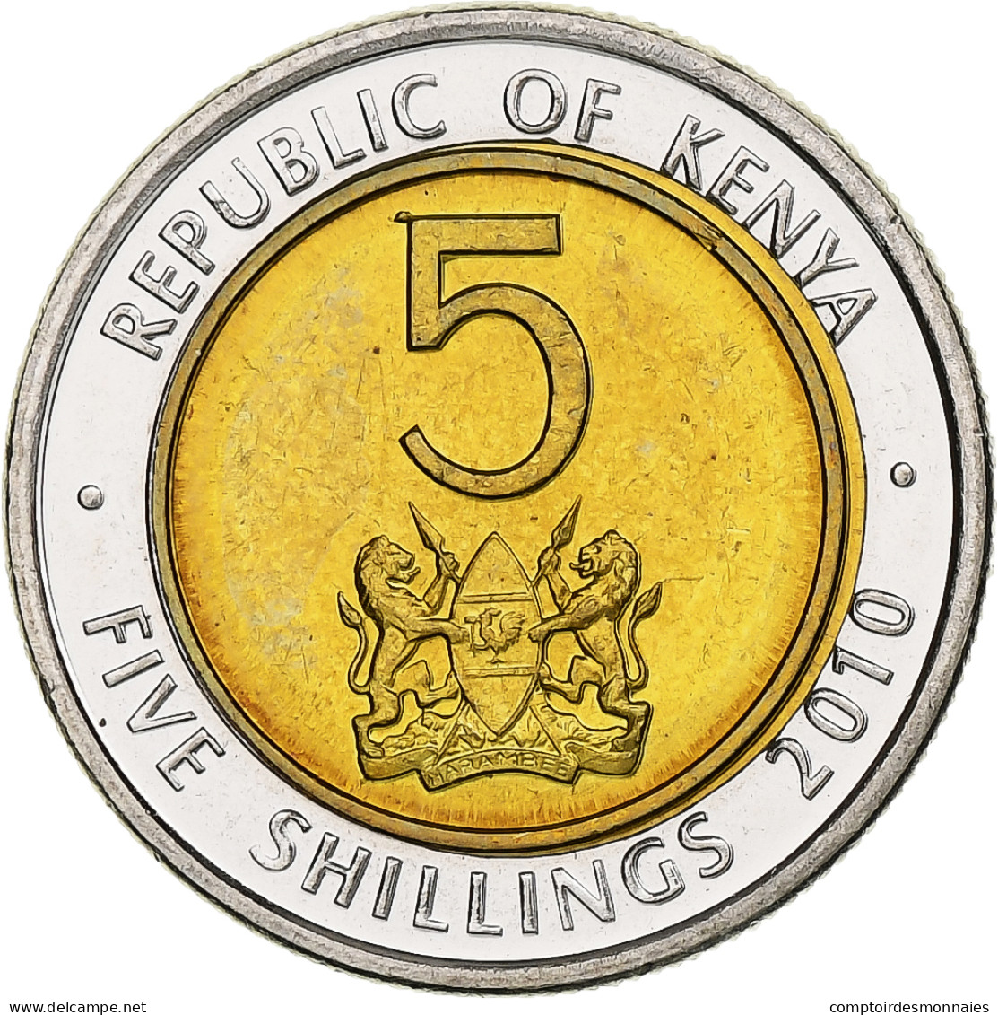 Kenya, 5 Shillings, 2010, Bimétallique, SPL+, KM:37.2 - Kenya