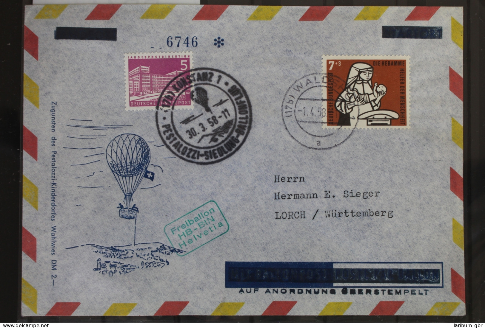 Berlin/ BRD Auf Brief Als Mischfrankatur Ballonpost #BB414 - Sonstige & Ohne Zuordnung