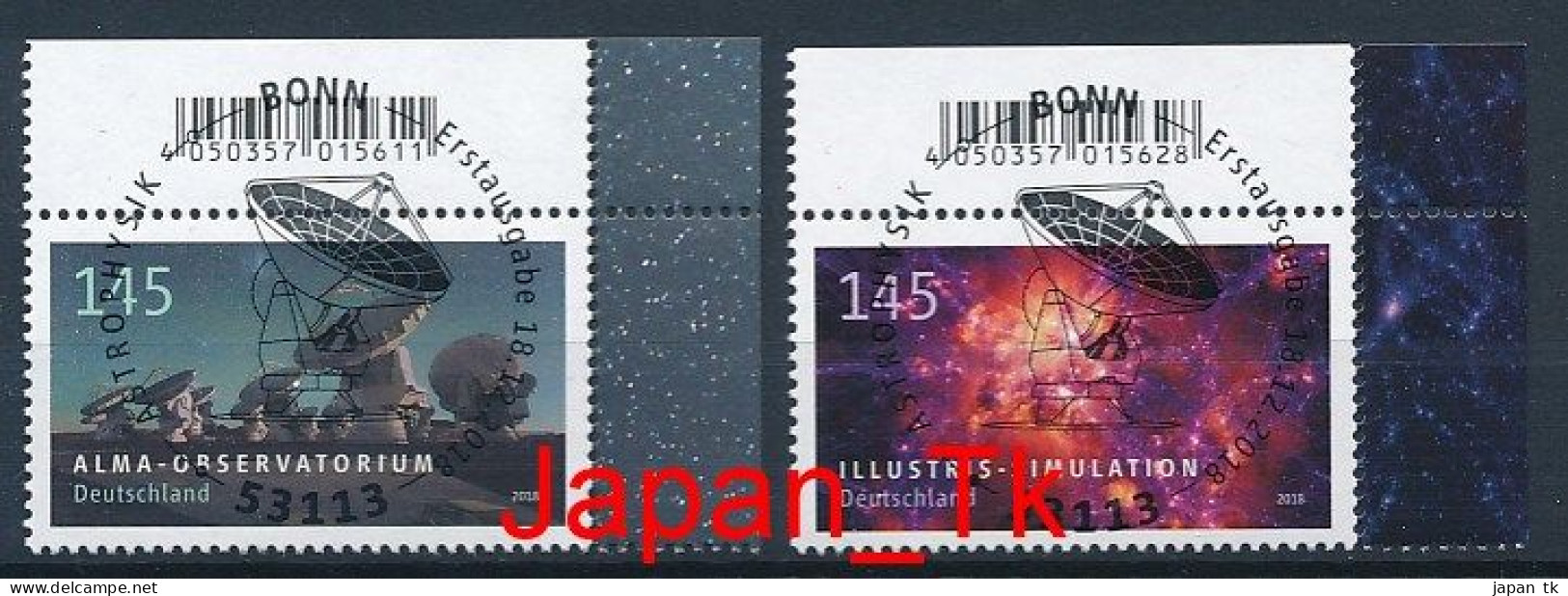 GERMANY Mi.Nr. 3425-3426 Astrophysik - ESST Bonn - Eckrand Oben Rechts - Used - Used Stamps
