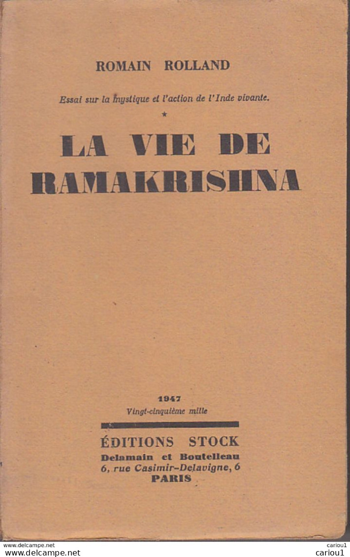 C1 Romain ROLLAND La Vie De RAMAKRISHNA Mystique Et Action INDE VIVANTE Port Inclus France - Religion