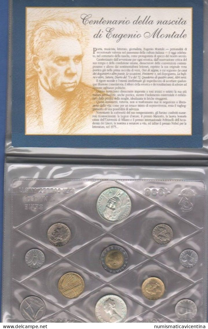 Italia Repubblica Serie 1996 Montale Divisionale FDC Italy Coins Mint Set Italie Poète Et écrivain - Jahressets & Polierte Platten