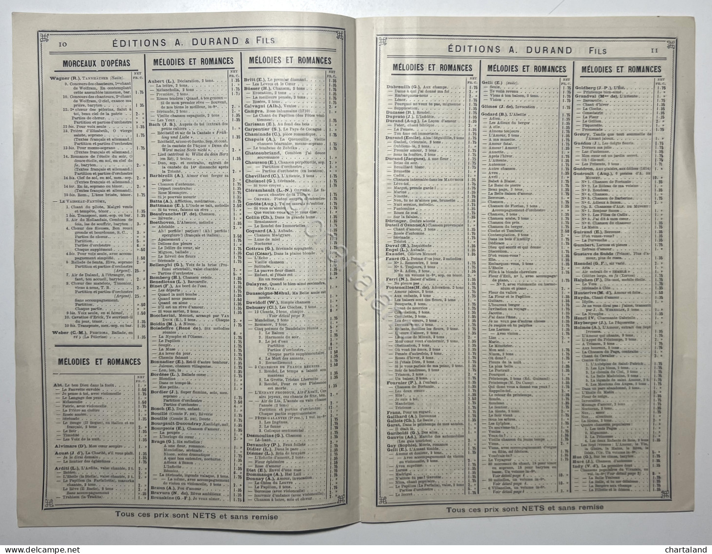 Editions A. Durand & Fils - Musique Vocale - Nouveautés 1907 - 1908 - Andere & Zonder Classificatie