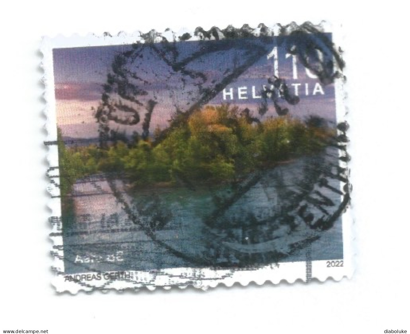 (SWITZERLAND) 2022, SWISS RIVER LANDSCAPE, AARE RIVER  - Used Stamp - Usati