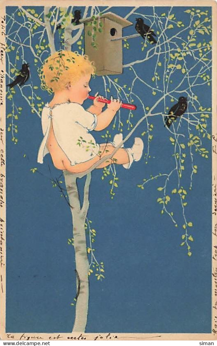 N°25096 - Flatscher - MM Vienne N°299 - Enfant Assis Dans Un Arbre Jouant De La Flûte Pour Des Oiseaux - Altri & Non Classificati