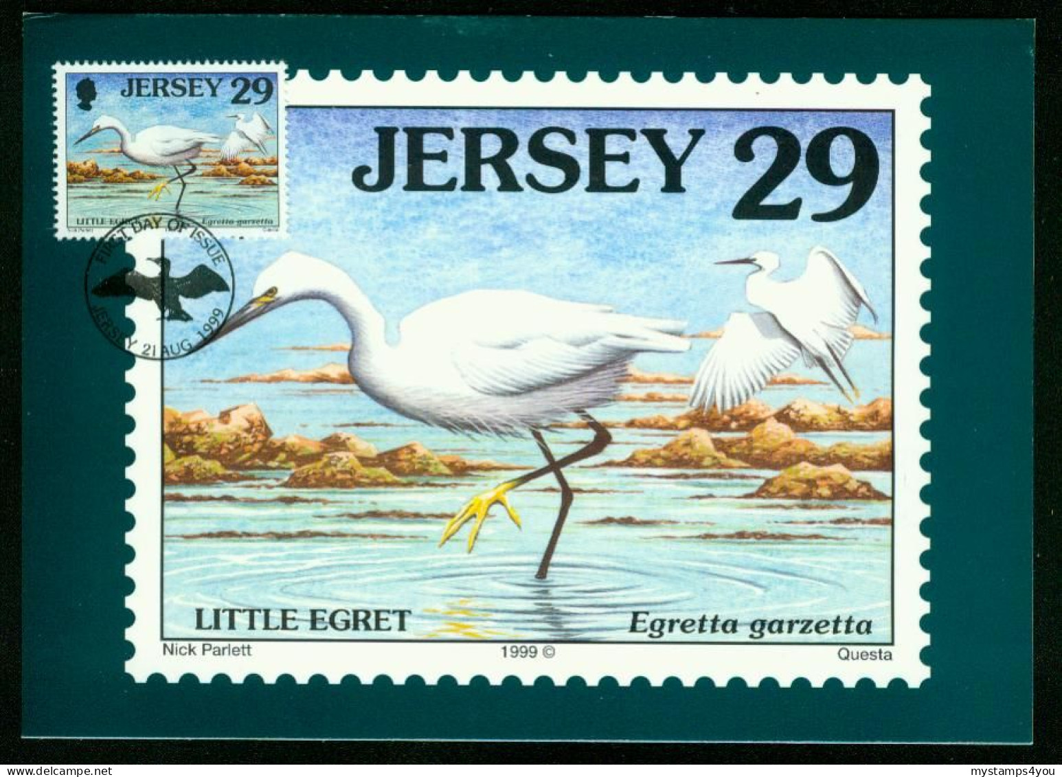 Mk Jersey Maximum Card 1999 MiNr 899 | Seabirds And Waders. Little Egret #max-0072 - Jersey