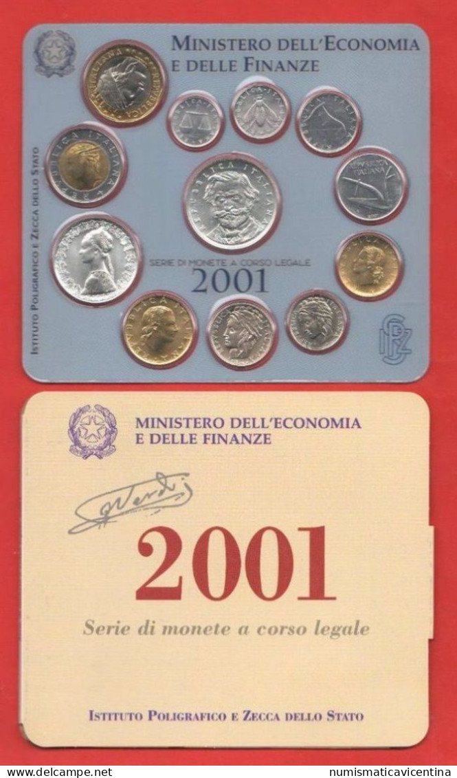 ITALIA Repubblica Serie 2001 Giuseppe  Verdi 500 + 1000 Lire Silver UNC Italy Italie Set Musicien Et Compositeur - Jahressets & Polierte Platten
