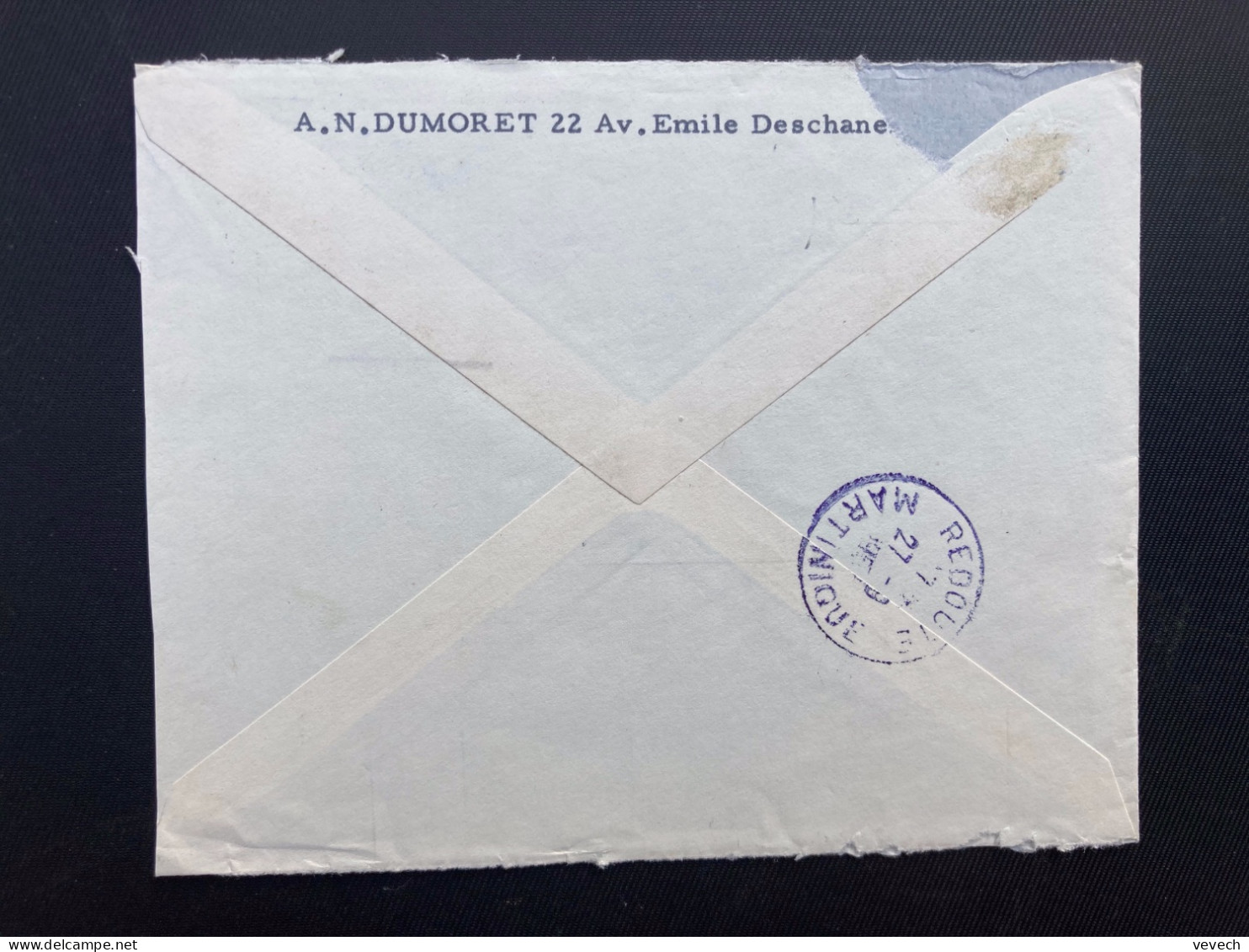 LETTRE Par Avion Pour La MARTINIQUE (REDOUTE) TP LE QUESNOY 15F +SAINTONGE 5F OBL.MEC.25-9 1957 PARIS VII - 1921-1960: Modern Tijdperk