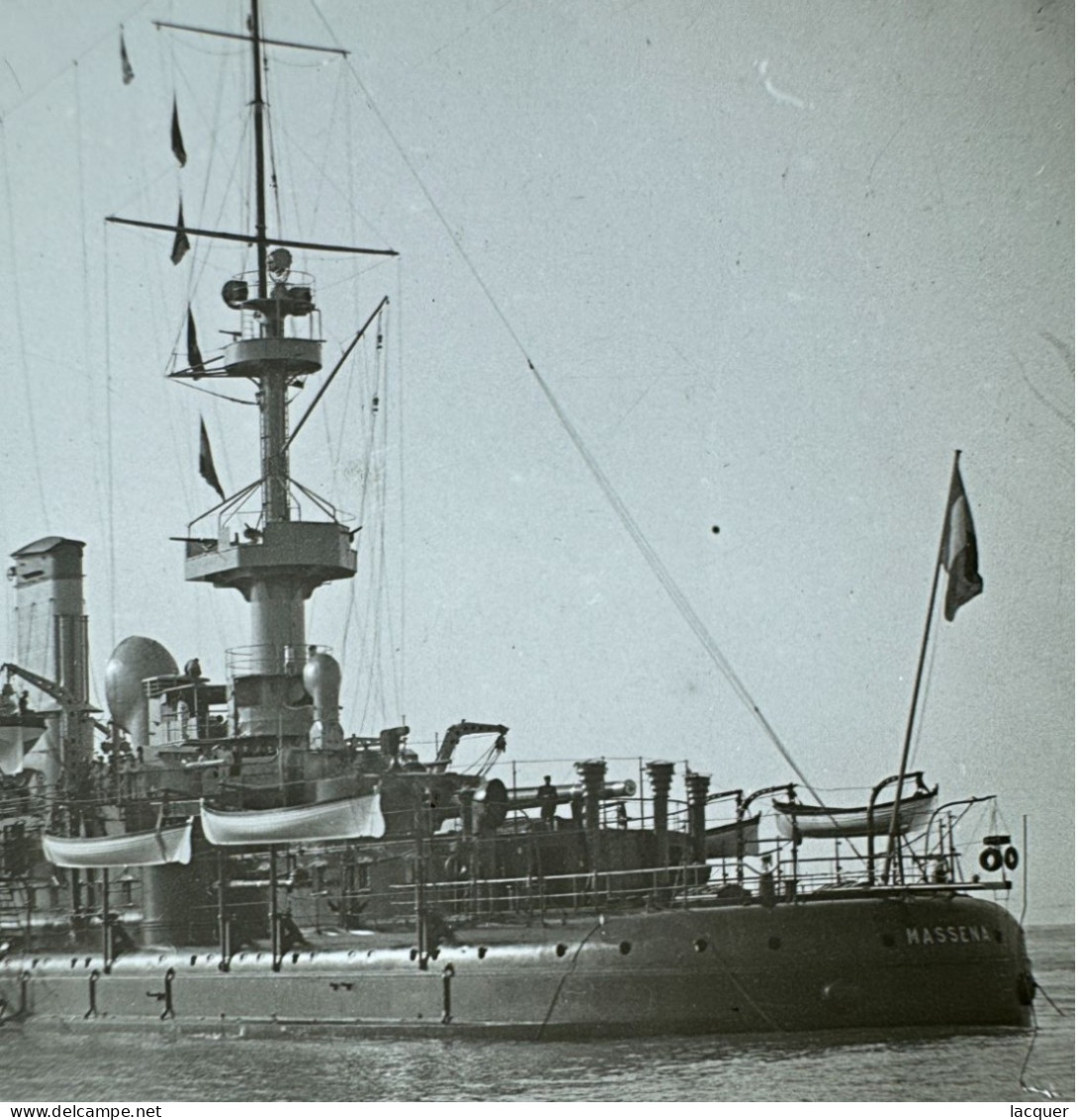 Collection De 9 Photographies Stéréo Sur Verre De Navires à Vapeur Et De Navires De Guerre. France C. 1900 8,5 X 17,5 Cm - Schiffe