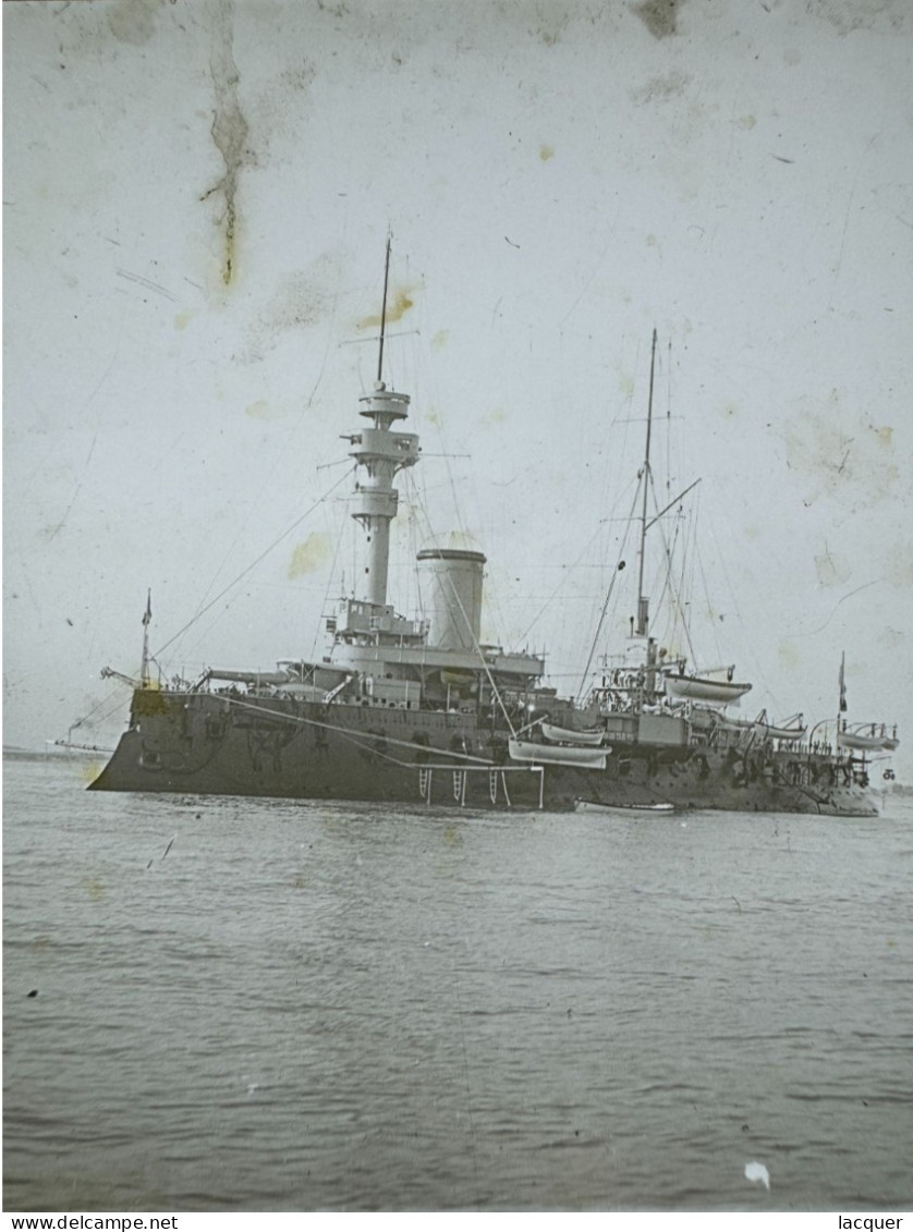Collection de 9 photographies stéréo sur verre de navires à vapeur et de navires de guerre. France c. 1900 8,5 x 17,5 cm