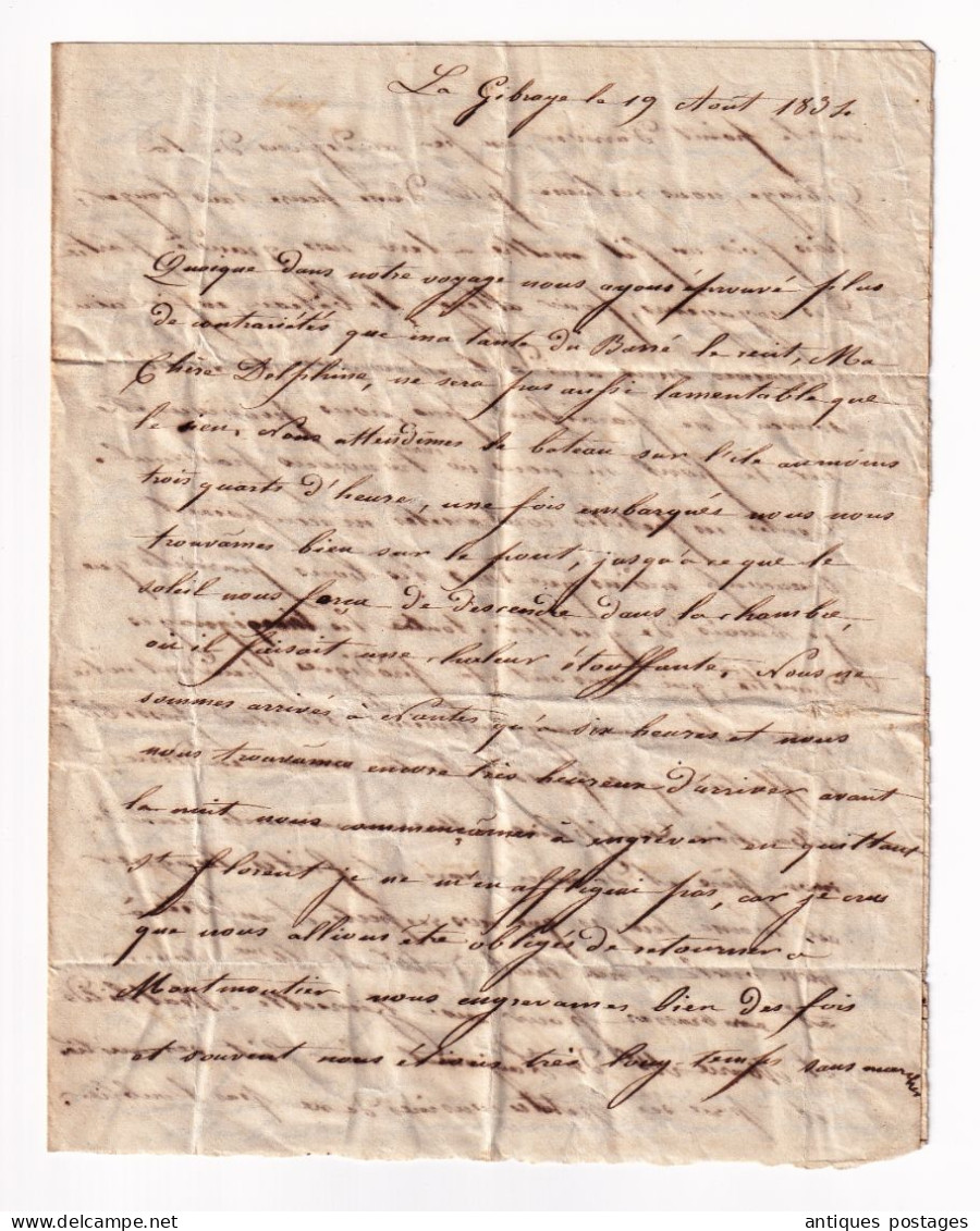 Lettre 1834 La Gibraye Nantes Loire Atlantique Varades Château Montmoutiers La Tullaye Louis Philippe Saint Malo - 1801-1848: Précurseurs XIX