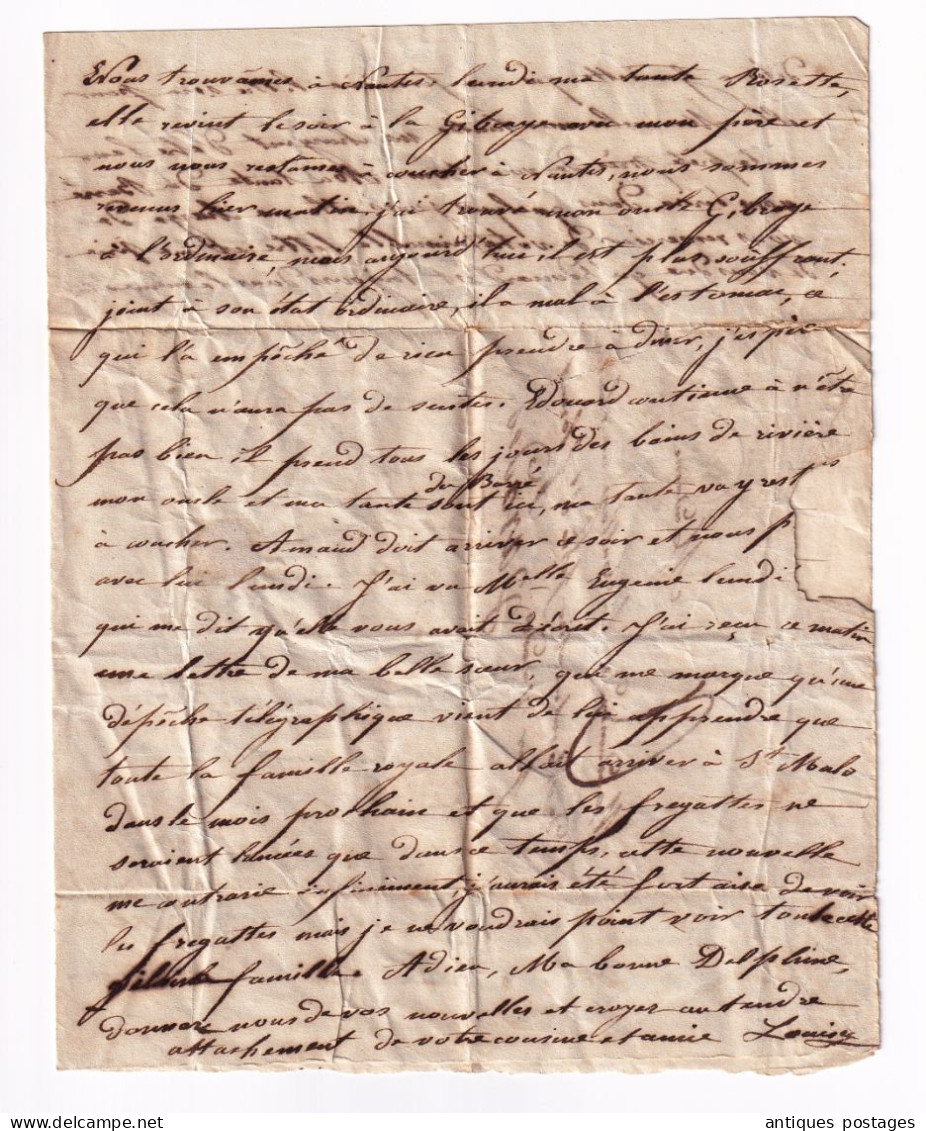 Lettre 1834 La Gibraye Nantes Loire Atlantique Varades Château Montmoutiers La Tullaye Louis Philippe Saint Malo - 1801-1848: Vorläufer XIX