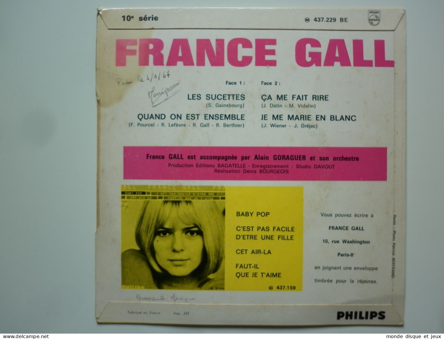 France Gall 45Tours EP Vinyle Les Sucettes - 45 T - Maxi-Single