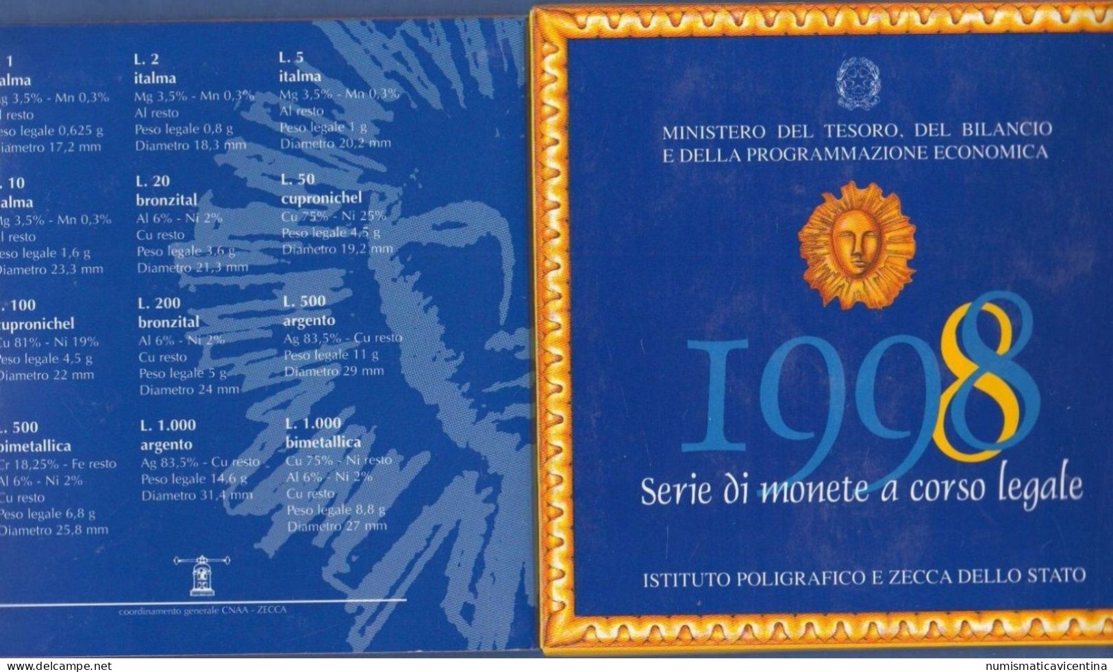 Italia Serie 1998 Lorenzo Bernini Divisionale FDC UNC Italy Coins Mint Set Italie Architecte Et Sculpteur - Mint Sets & Proof Sets