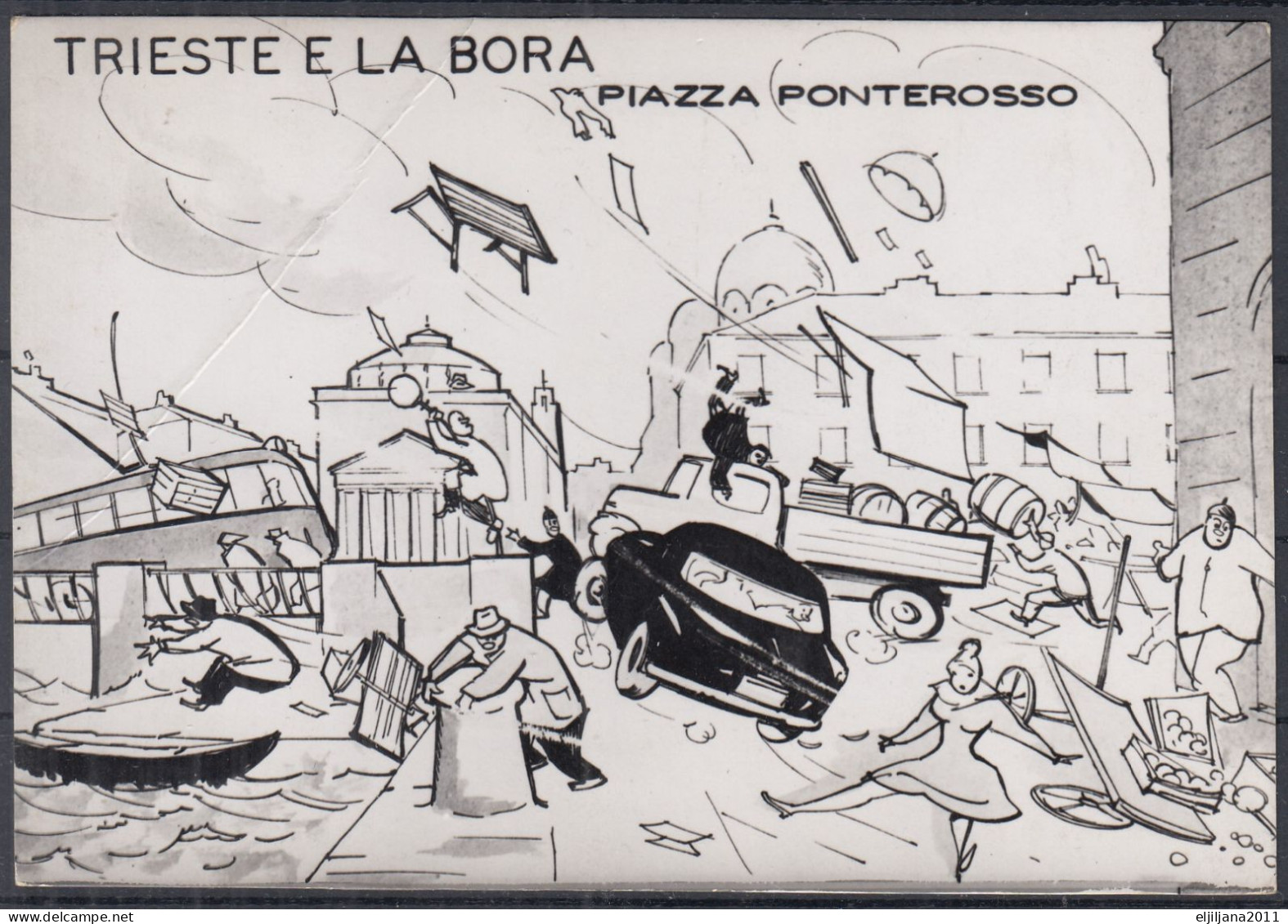 ⁕ Italy 1960 ⁕ Trieste La Bora - Piazza Ponterosso - Trieste