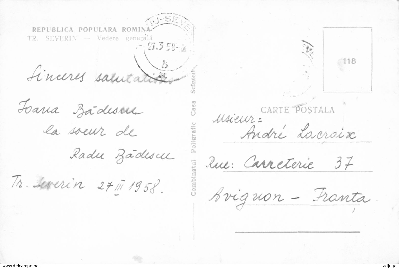 CPSM- Roumanie - SEVERIN _  Vue Générale ***1958*****Drobeta-Turnu Severin- TBE*  Cf. Scans * - Roumanie