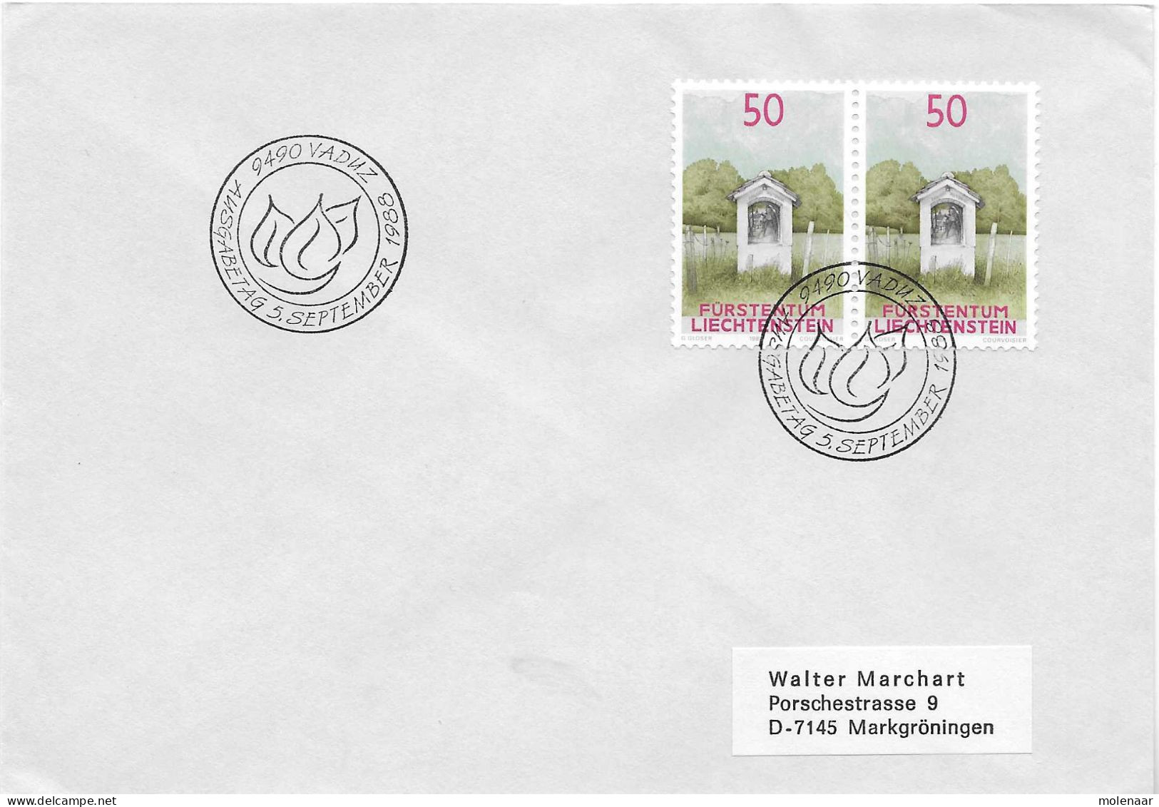 Postzegels > Europa > Liechtenstein > 1981-90 > Brief Met 2x No. 957 (17602) - Covers & Documents