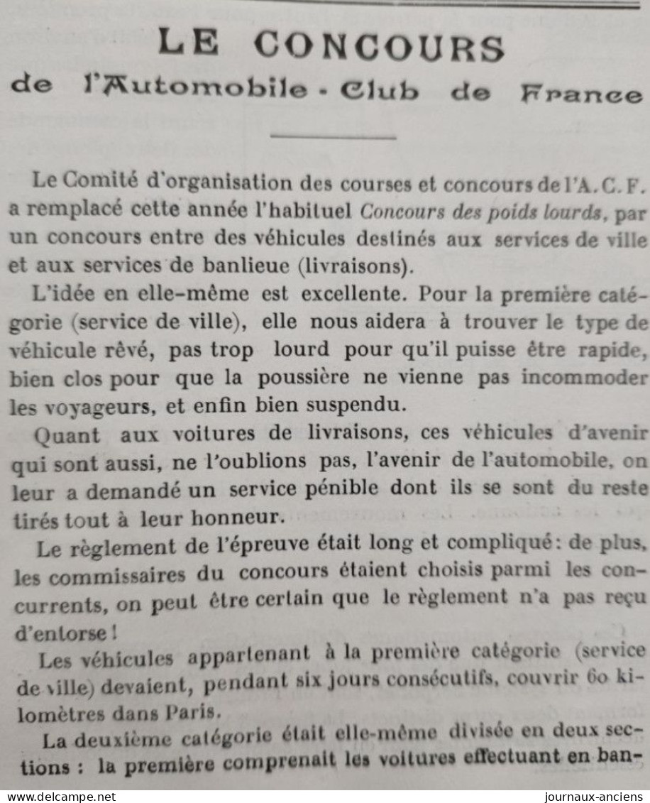 1902 Revue Ancienne Automobile " LA LOCOMOTION " Voiture SERPOLLET - Concours De L'Automobile Club - Santos Dumont - 1900 - 1949