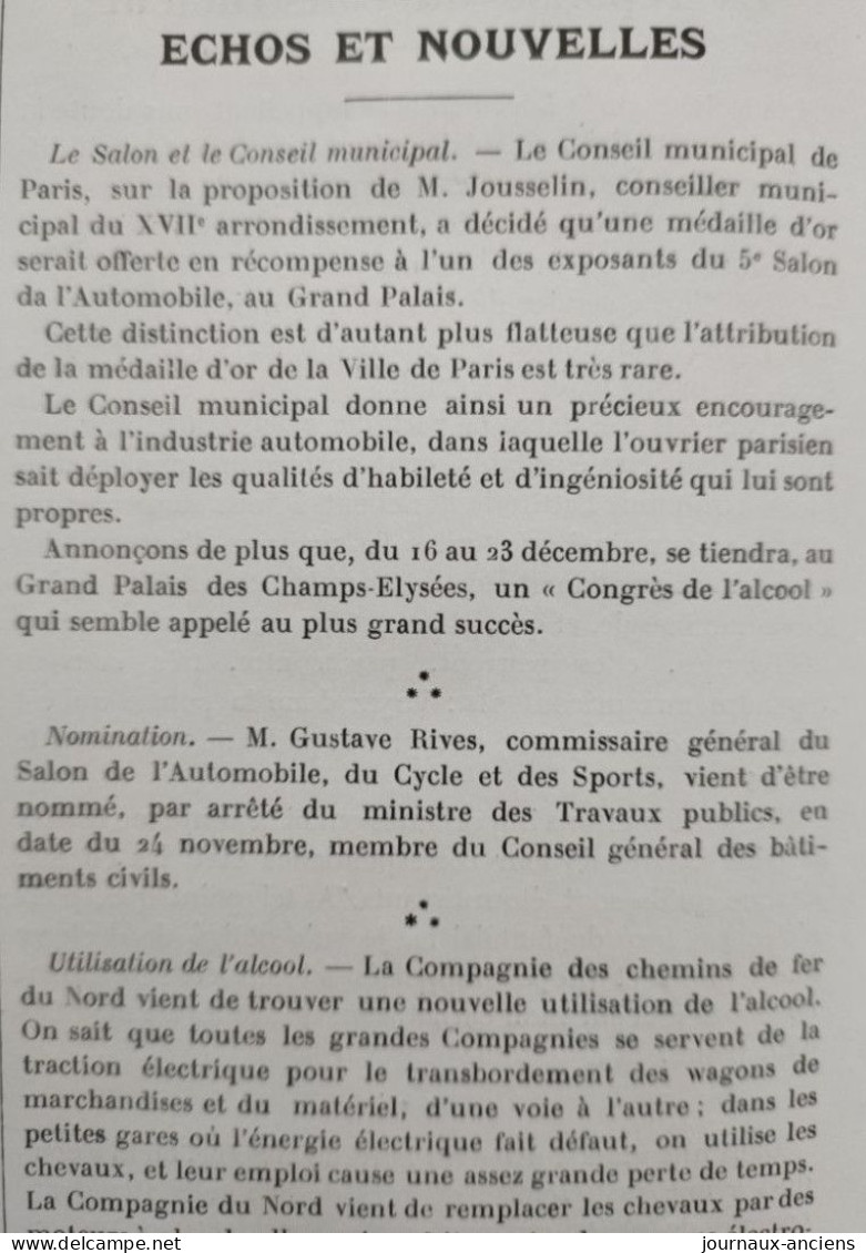 1902 Revue Ancienne Automobile " LA LOCOMOTION " Voiture SERPOLLET - Concours de L'Automobile Club - Santos Dumont