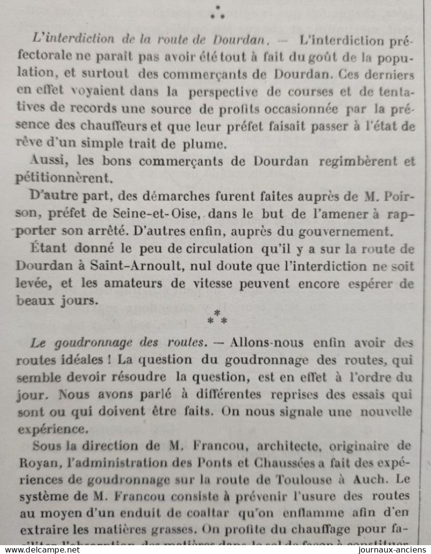 1902 Revue Ancienne Automobile " LA LOCOMOTION " Voiture SERPOLLET - Concours de L'Automobile Club - Santos Dumont